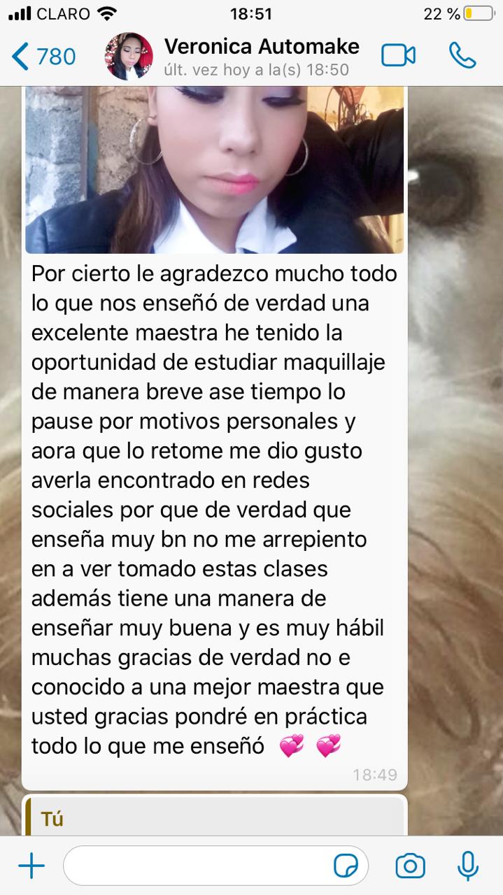 Mensaje real de una alumna del taller de automaquillaje (8)